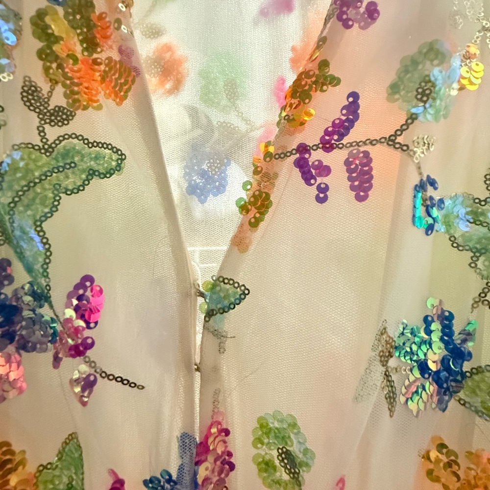 Buddy Love White Maxi Dress with Multicolor Floral sequin - Picture 4 of 6